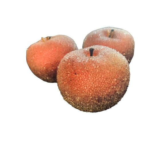 Vintage Beaded Sparkly Apple Kitschy Decor Set of 3  3.5" - Picture 4 of 7